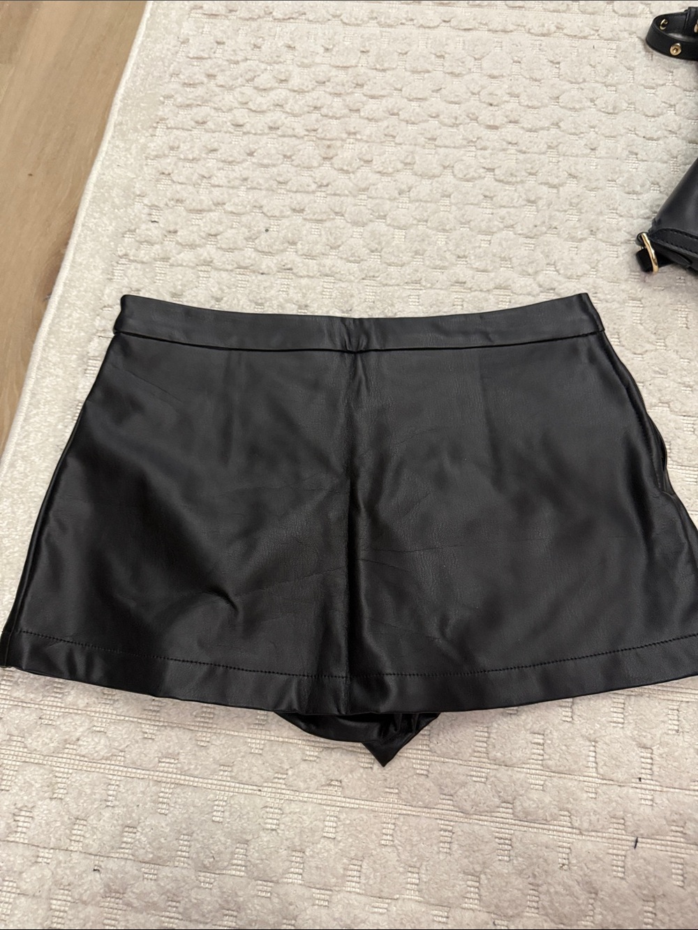 Altar'd State Black Faux Leather Skort